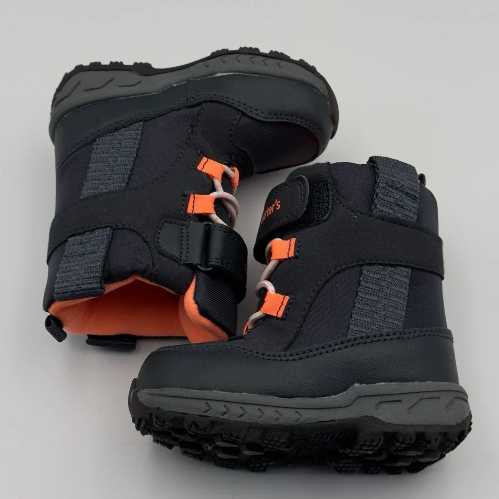 Carters Black/Orange Toddler Winter Boot w/ hook & loop closure Size 5M